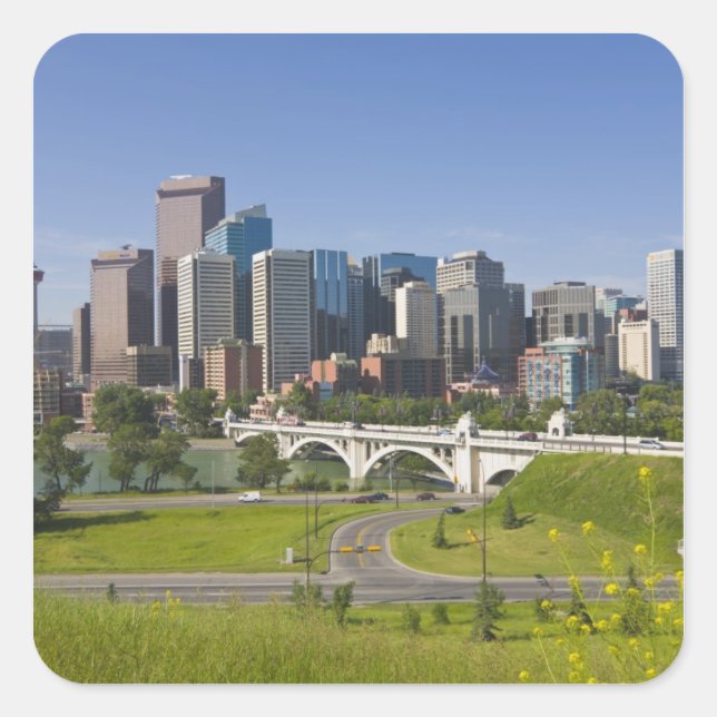 Centre St Bridge and Downtown Calgary, Alberta, Square Sticker (Front)