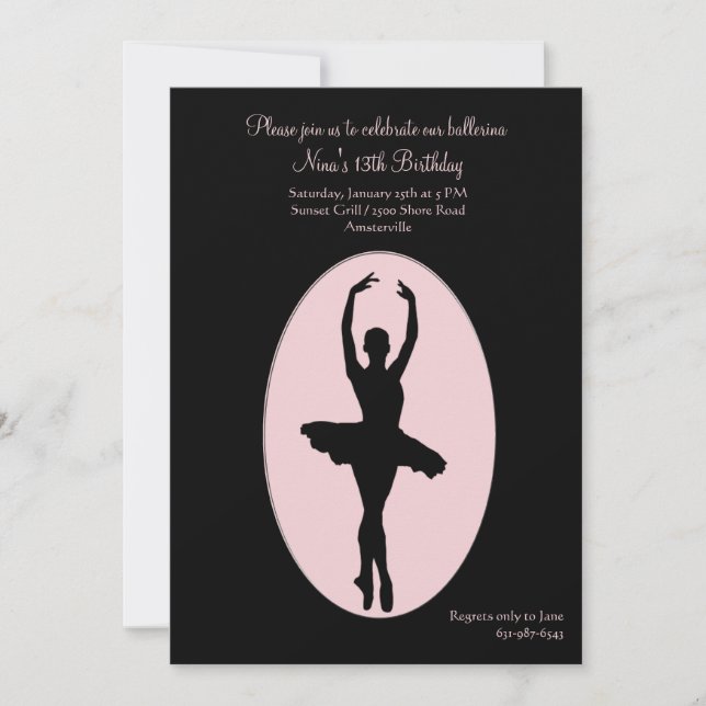 Centre Stage Ballerina Invitation (Front)