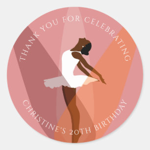 Centre stage ballet dancer black ballerina classic round sticker