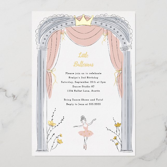 Centre Stage Ballet Kids Birthday Party Gold (Front)