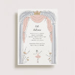Centre Stage Kids Birthday Party  Invitation<br><div class="desc">Adorable ballet themed little girls party invitation featuring a sweet illustration of a ballerina in a tutu dancing on stage in a light pink,  silver and gold colour palette.</div>