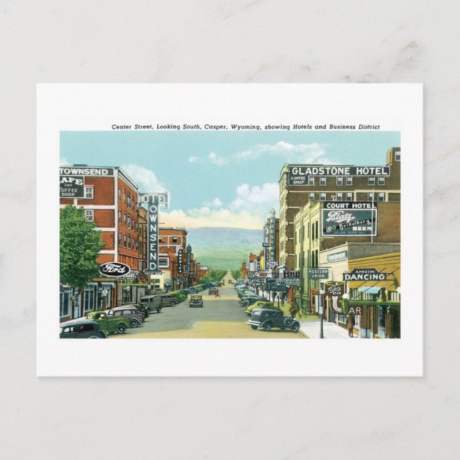 Centre Street, Casper, Wyoming Postcard (Front)