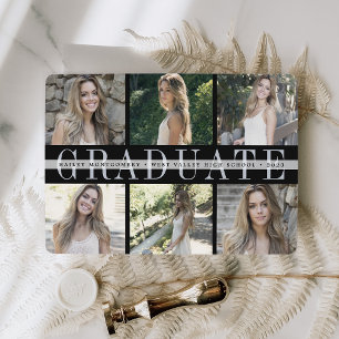 Centre Stripe Six Photo Graduation Announcement