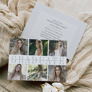 Centre Stripe   Six Photo Graduation Party Invite