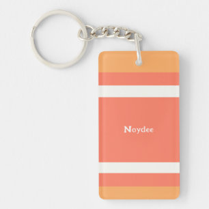 Centre Stripes Horizontal Lines Red Orange White Key Ring