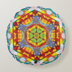 Centrist Kaleidoscope Round Cushion