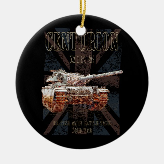 Centurion MK 5 MBT. British Main Battle Tank Ceramic Tree Decoration (Front)