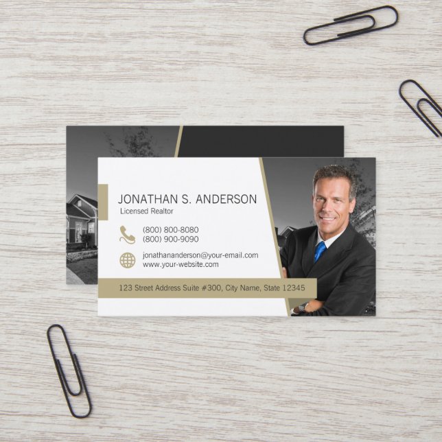 Century 21 Business Card White Gold 19023 (Front/Back In Situ)