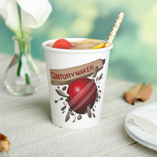 Century Maker Cricket Bat and Ball Sports Paper Cups