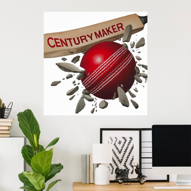 Century Maker Cricket Bat and Ball Sports Poster (Creator Uploaded)