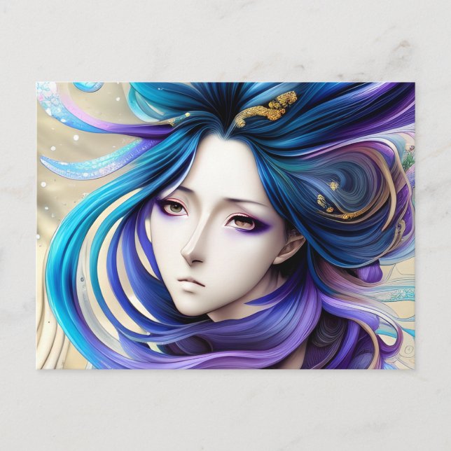 Century Portrait of a Manga Anime Beautiful Woman Postcard (Front)