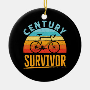 Century Survivor Cycling Endurance Ride Ceramic Tree Decoration