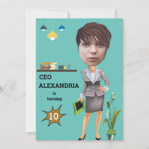 CEO BusinessWOMAN Photo Sensational FUN Birthday Invitation