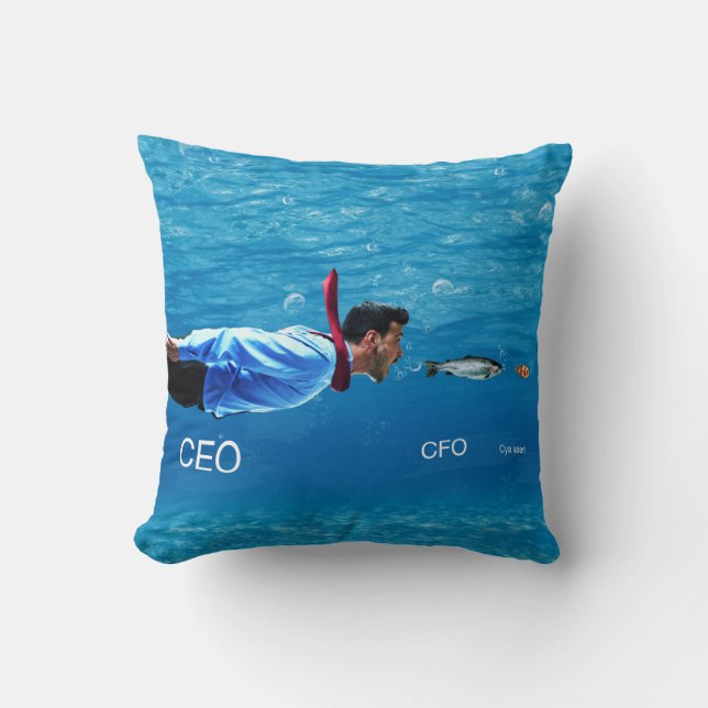 CEO, CFO, C-ya Later Business Humour Pillow (Front)