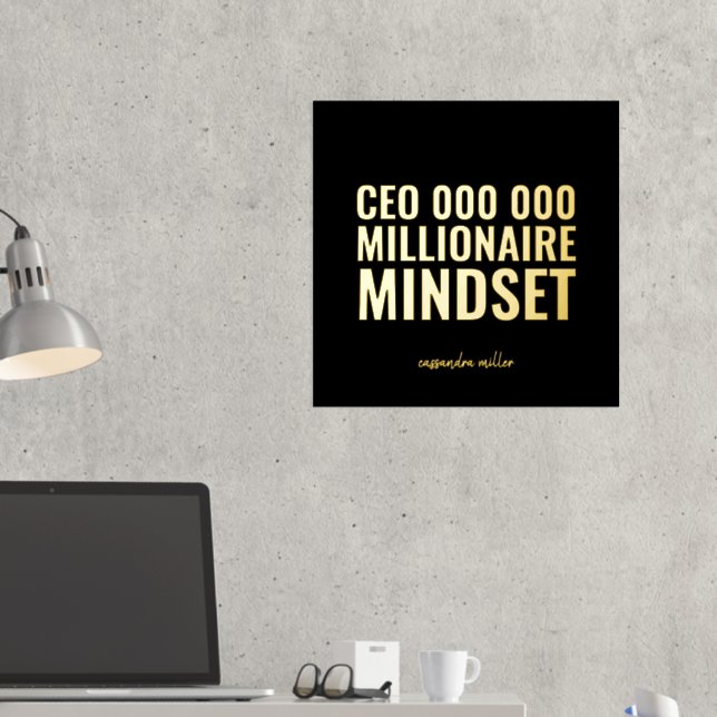 CEO Millionaire Mindset Motivational Quote Foil Pr Prints (In Situ (Desk 2))