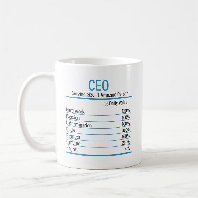 CEO Nutrition Facts, Nutrition Facts, CEO  Coffee Mug (Left)