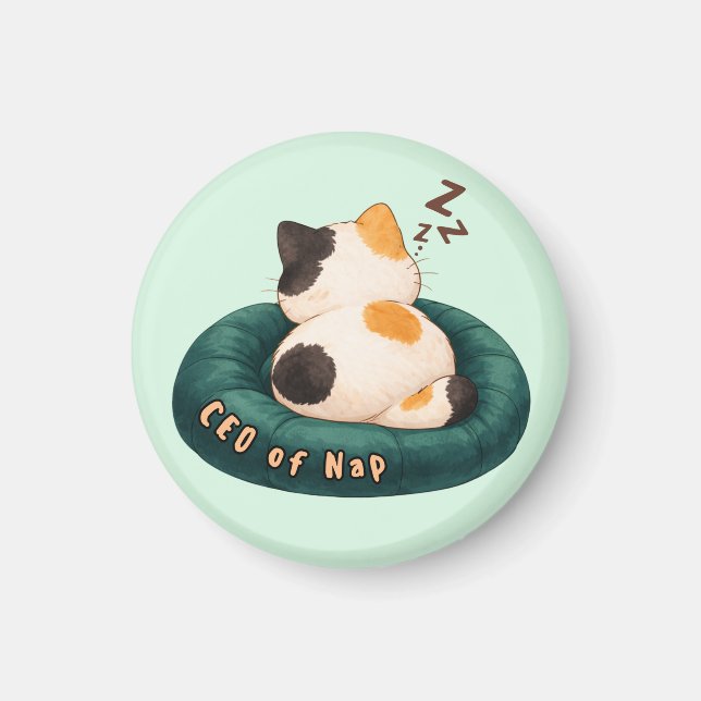 "CEO of Nap" Cat Sleeping on The Couch Magnet (Front)