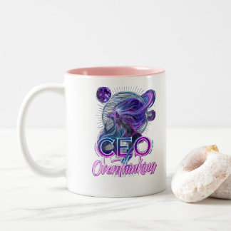 CEO of Overthinking - Dark Neon Mystical Girl Tote Two-Tone Coffee Mug