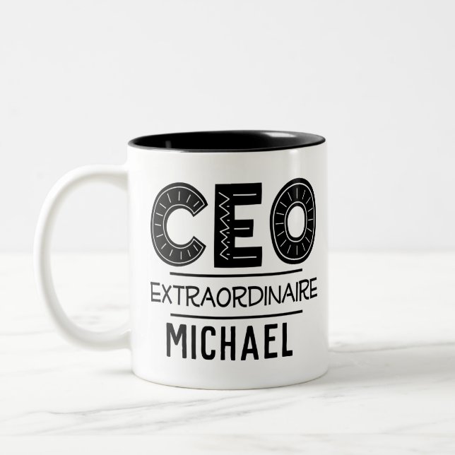 CEO Personalised Gift for Boss Two-Tone Coffee Mug (Left)