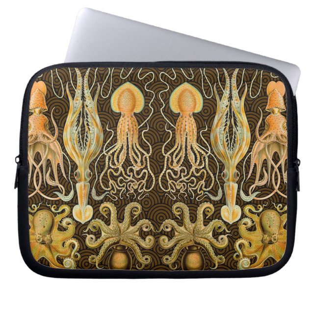 Cephalopod Octopus Squid Marine Nature Laptop Sleeve (Front)