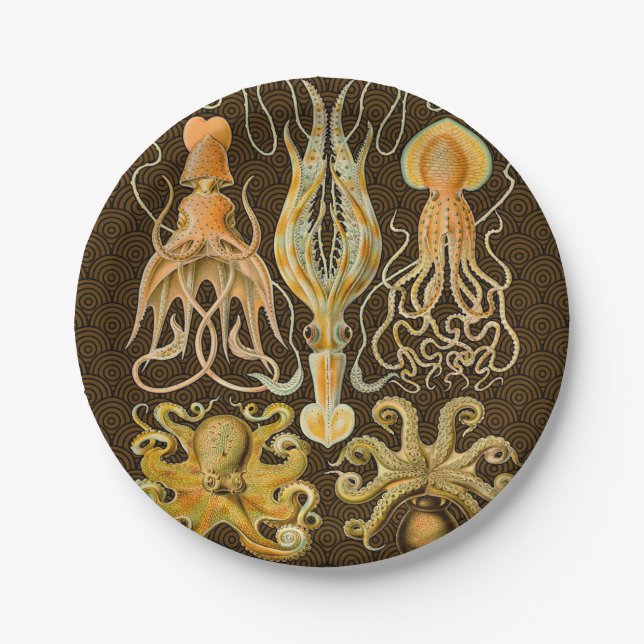 Cephalopod Octopus Squid Marine Nature Paper Plate (Front)
