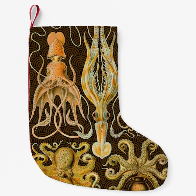 Cephalopod Octopus Squid Marine Nature Small Christmas Stocking (Front)