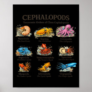 Cephalopods octopus lover ocean sea animal biology poster