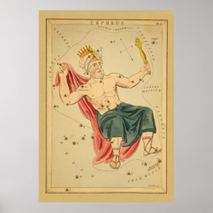 Cepheus the King - Vintage Astronomical Star Chart