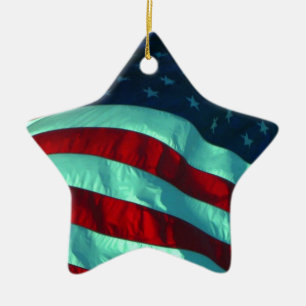 Ceramic American Flag Star Shaped Ornament