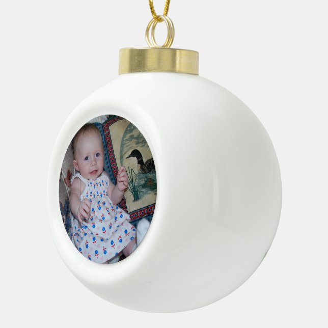 Ceramic Ball Christmas Tree Design with Cute Photo Ceramic Ball Christmas Ornament (Right)