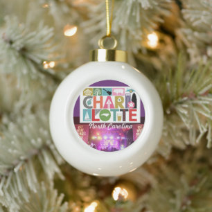 Ceramic Ball Ornament - Charlotte North Carolina