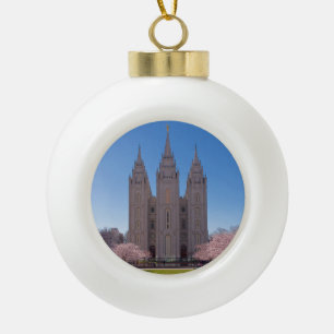 Ceramic ball ornament with Salt Lake Temple