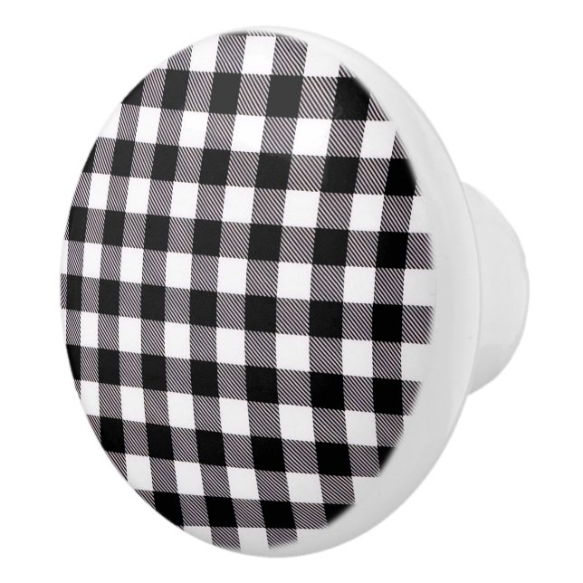 Ceramic Black Plaid Knob (Right)