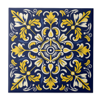 Ceramic Blue and yellow Mexican Tile - # 1 Tile
