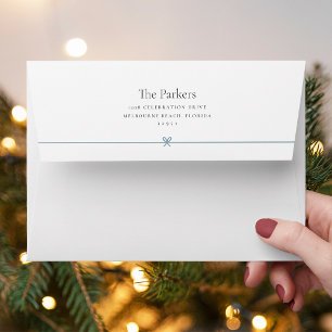 Ceramic Blue Simple Minimal Bow Return Address Envelope