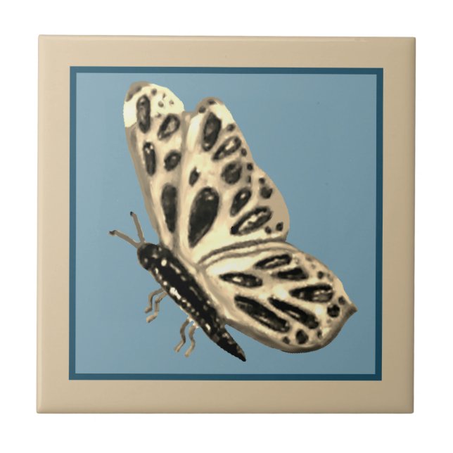 Ceramic Butterfly tile gold and and black (Front)