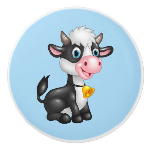 Ceramic Cabinet Knob-Baby Bull Cow Ceramic Knob
