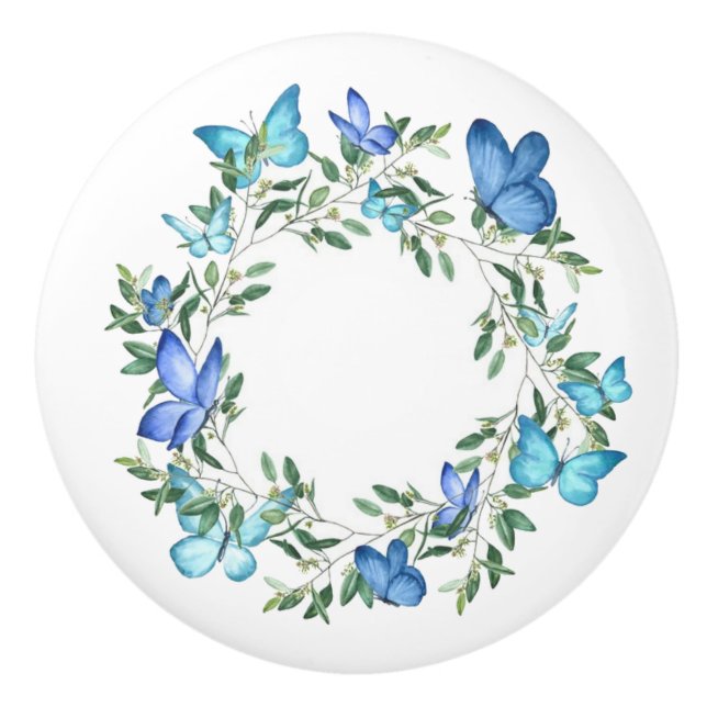 Ceramic Cabinet Knob-Butterflies Ceramic Knob (Front)