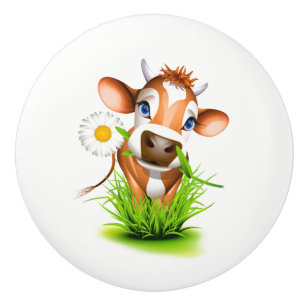 Ceramic Cabinet Knob-Daisy The Cow Knob