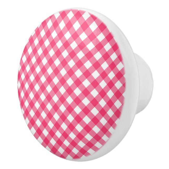 Ceramic Cabinet Knob-Pink Plaid Ceramic Knob (Right)