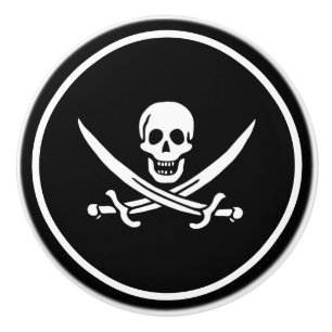 Ceramic Cabinet Knob-Pirate Skull & Blades Ceramic Knob