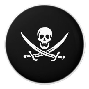 Ceramic Cabinet Knob-Pirate Skull & Blades Ceramic Knob