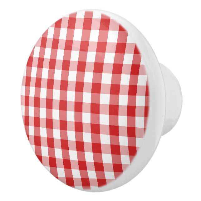 Ceramic Cabinet Knob-Red Plaid Knob (Right)