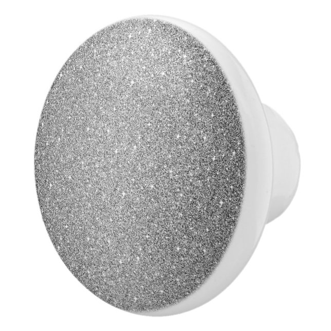 Ceramic Cabinet Knob-Silver Faux Glitter Ceramic Knob (Right)