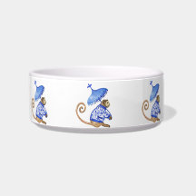 Ceramic chinoiserie monkey pet bowl