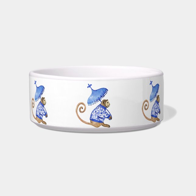 Ceramic chinoiserie monkey pet bowl (Front)