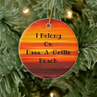 Ceramic Circle Ornament of a PassAGrille Sunset