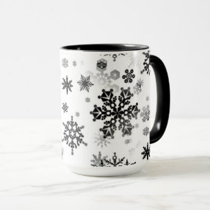 Ceramic Coffee Mug-Black Snowflakes Mug