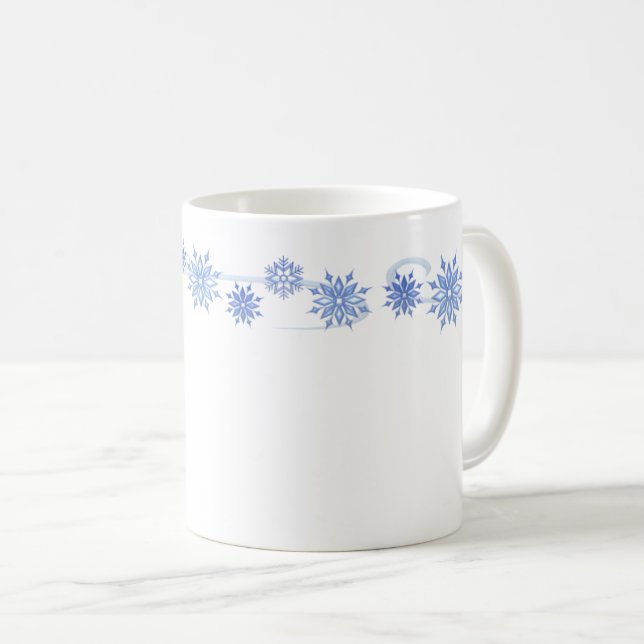Ceramic Coffee Mug-Blue Snowflakes Coffee Mug (Front Right)