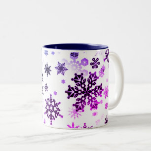 Ceramic Coffee Mug-Purple Snowflakes Two-Tone Coffee Mug